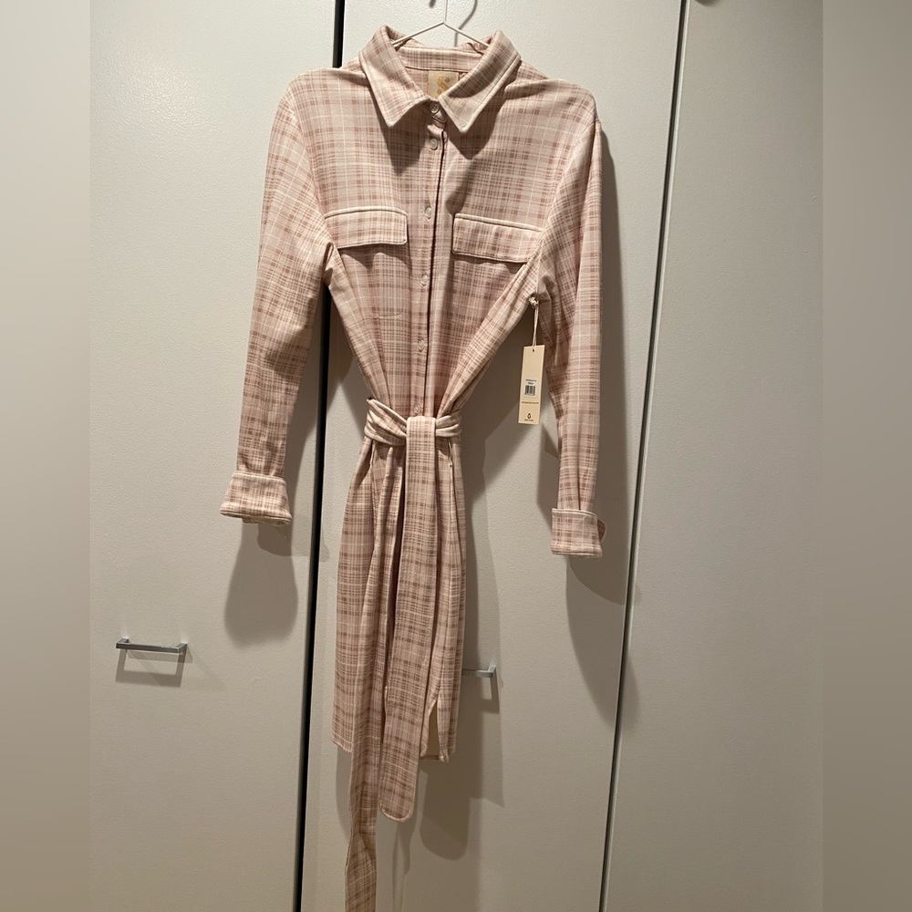 S by Serena Button down dress in light pink and cream